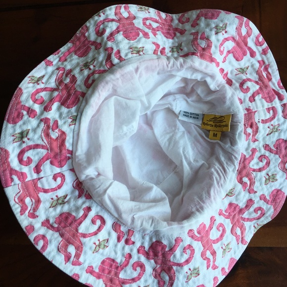 Roller Rabbit girls pink monkey bucket hat kids M - Picture 3 of 6